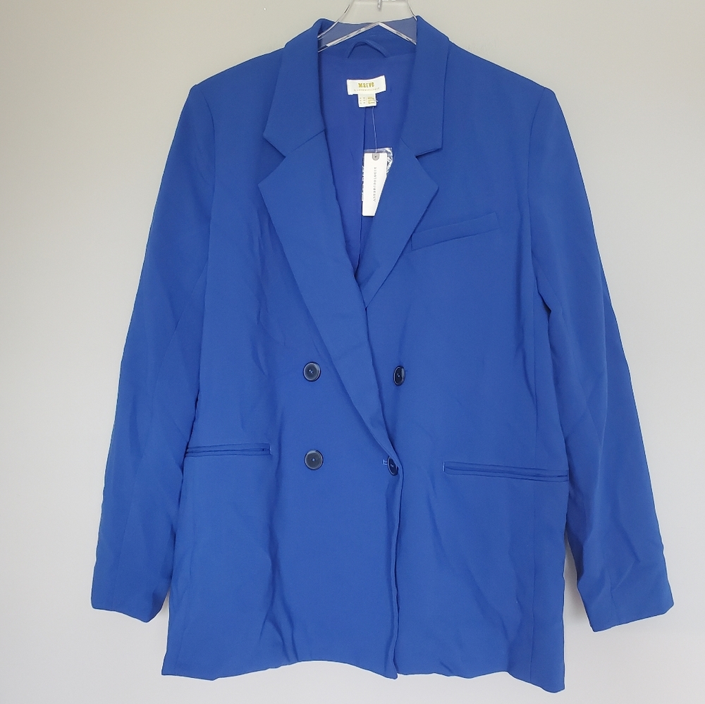 Anthropologie Maeve Double-Breasted Royal Blue Blazer Jacket Size 12 NWT - Picture 7 of 11